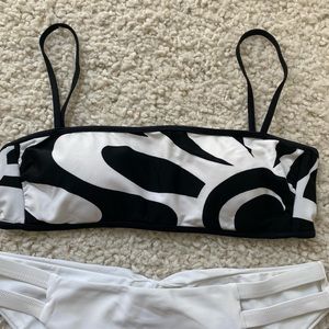 Black and White Floral Bikini Top